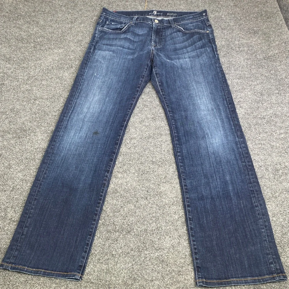 7 For All Mankind Austyn Relaxed Straight Leg Jeans Mens Blue Denim Dark Wash